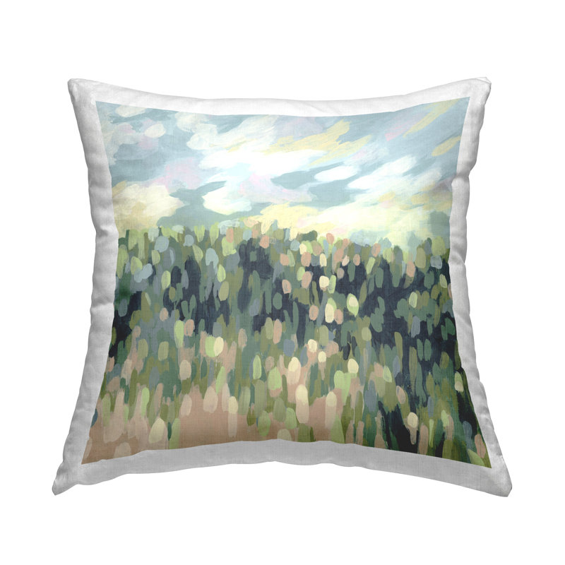 Coussin décoratif abstrait à motif champêtre abstrait par June Erica Vess