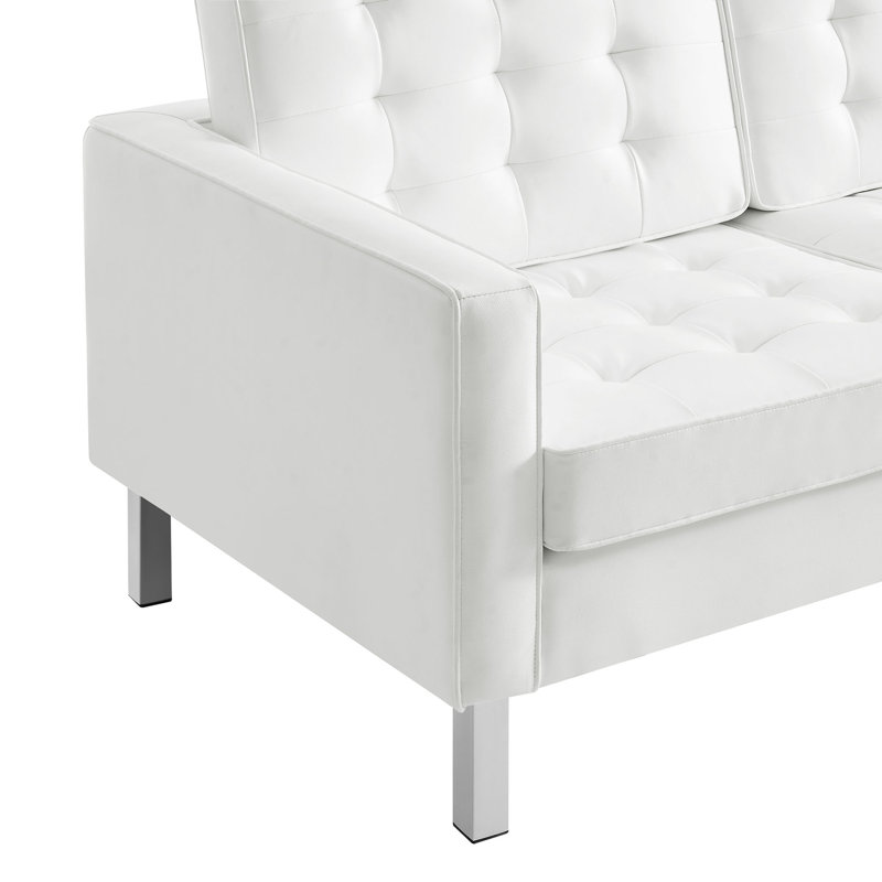 Ensemble de 3 pièces en similicuir capitonné Loft, Similicuir blanc