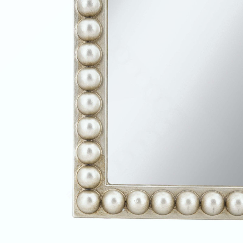 Miroir mural arqué orné de perles 20x30 pouces, miroir décoratif luxueux avec bordure perlée, élégant miroir d'appoint à cadre arqué pour salle de bain, chambre, entrée, salon