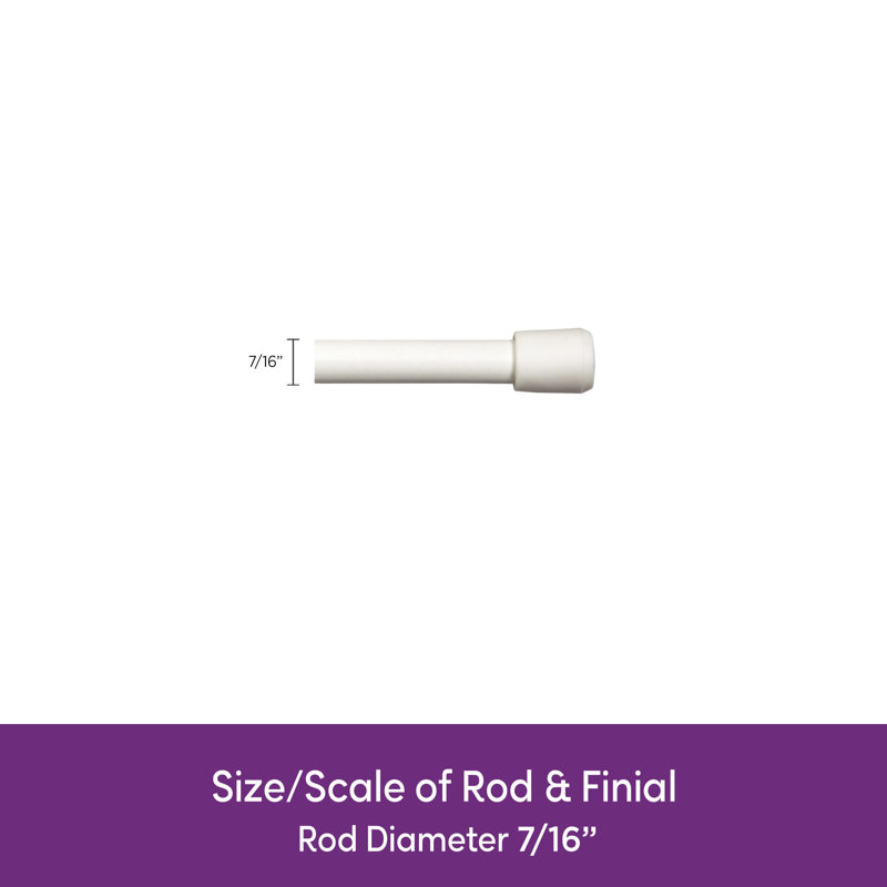 Wayfair Basics Bryd Spring Tension Rod, Adjustable Length, 7/16" Dia. Steel Tube, White, 28" - 48"
