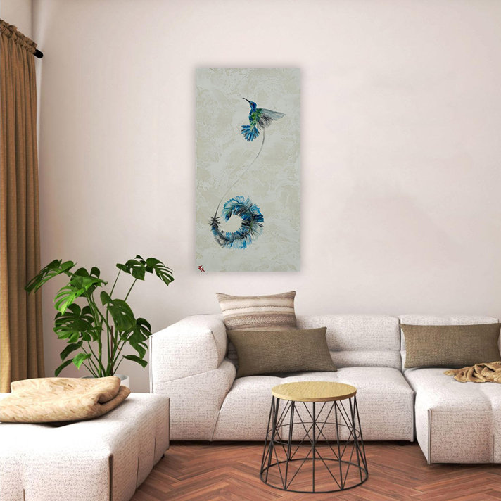 "Feathered Symphony", art mural sur toile, Toile tendue, H 24 po x l 12 po
