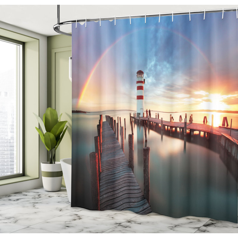 Shower Curtain with Hooks Included, 69" H x 105" W