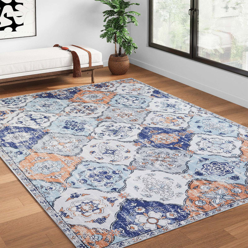 Lively Floral Rug Oriental Area Rug, Rectangle 5' x 7'
