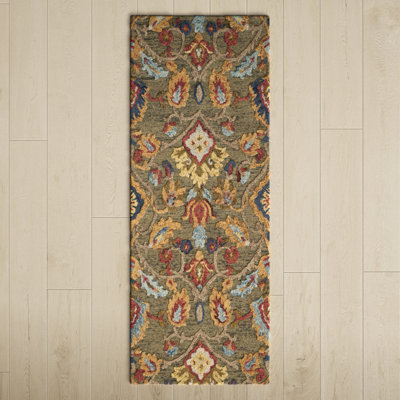Tansy Handmade Wool Green / Multi Rug