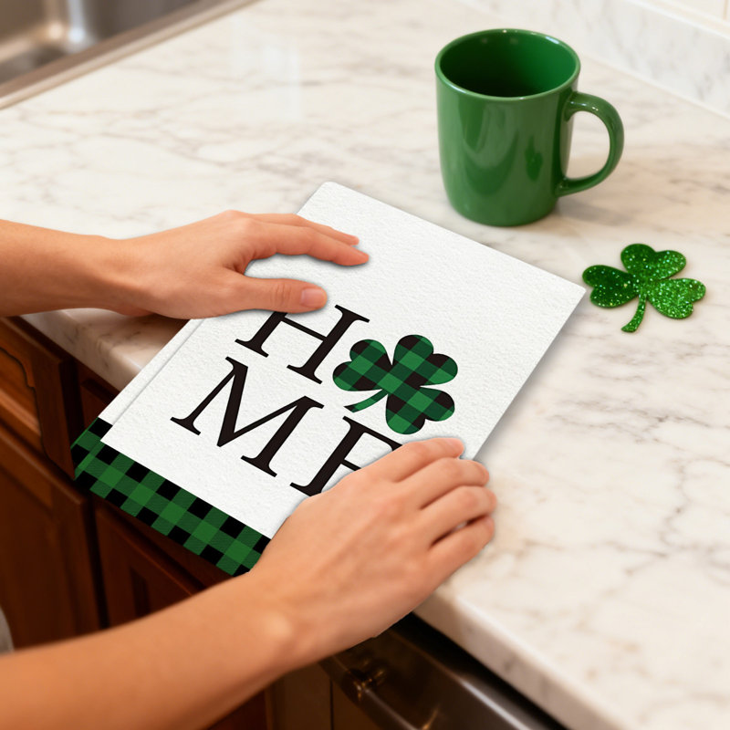 Bathroom And Kitchen Polyester Towel, Versatile Dishcloth And Cleaning Rag For Daily Use, 26x17.7in Green, B