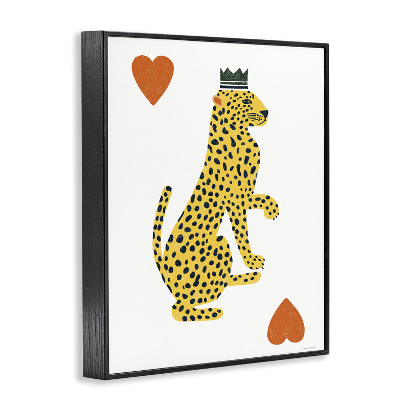 «Leopard & Hearts Card», estampe numérique, conception de Svetlana Aleynikova, H 30 po x l 24 po, Giclée encadrée noir minuit