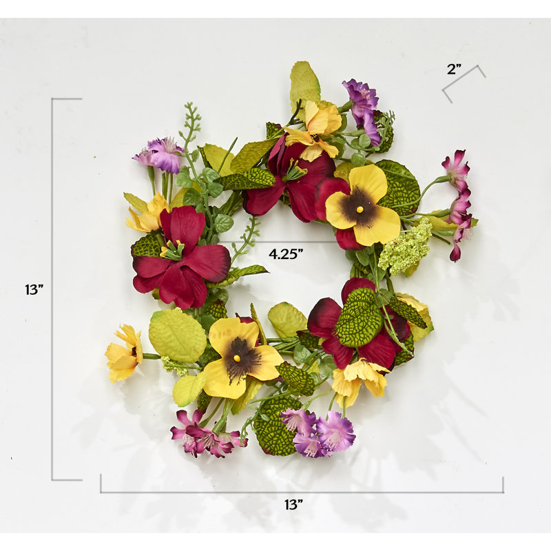 Pansy Candle Ring, 4.25" H x 4.25" W x 2" D, Yellow