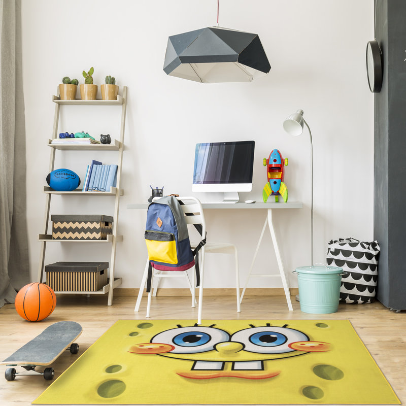 Tapis antidérapant à imprimé numérique jaune et noir pour enfant Nickelodeon
