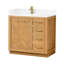 Meuble-lavabo simple 36 po Carrasco en chêne naturel brun avec plateau en pierre de quartz blanc soyeux-20522422-65884484