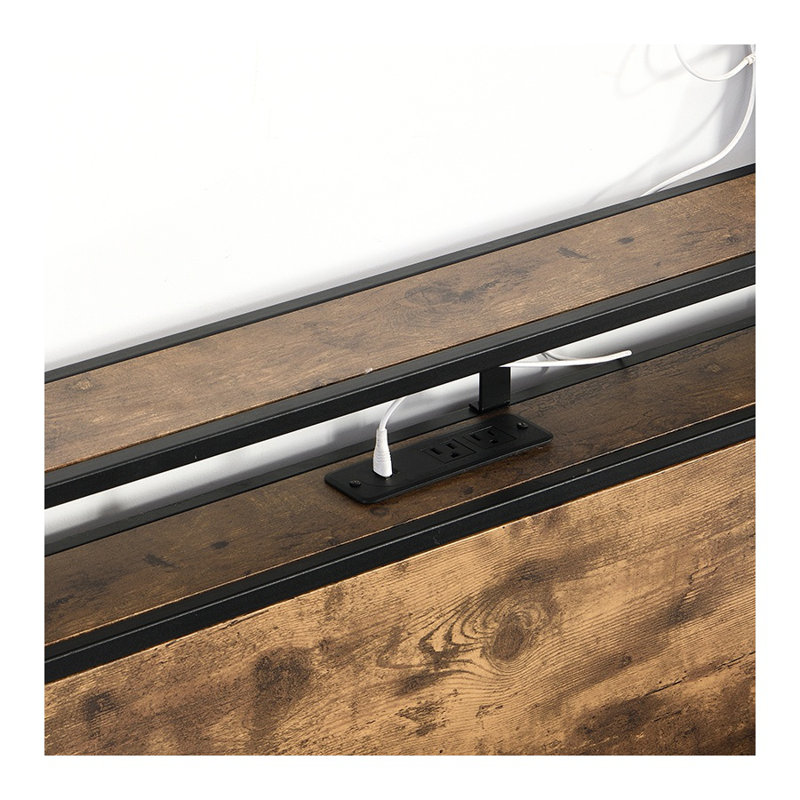 Structure de lit plateforme double avec tête de lit, station de charge et lumières DEL intelligentes RVB - 4 tiroirs sous le lit, aucun sommier nécessaire