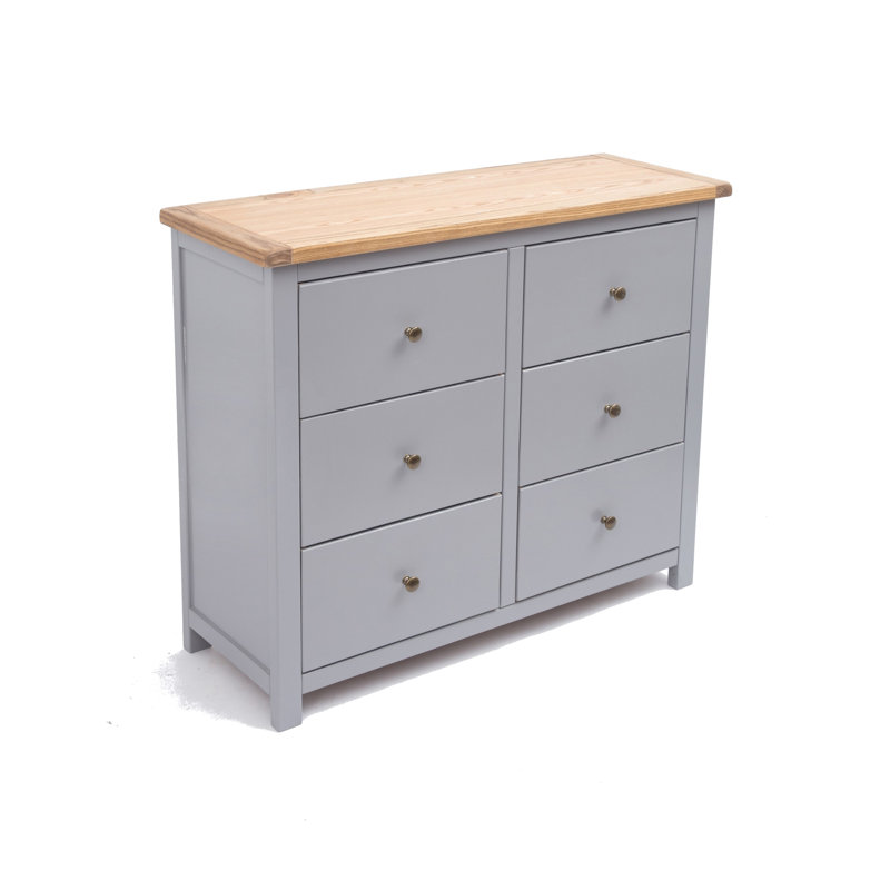 Millport 110cm W 6 - Drawer Chest of Drawers, Grey/Gold
