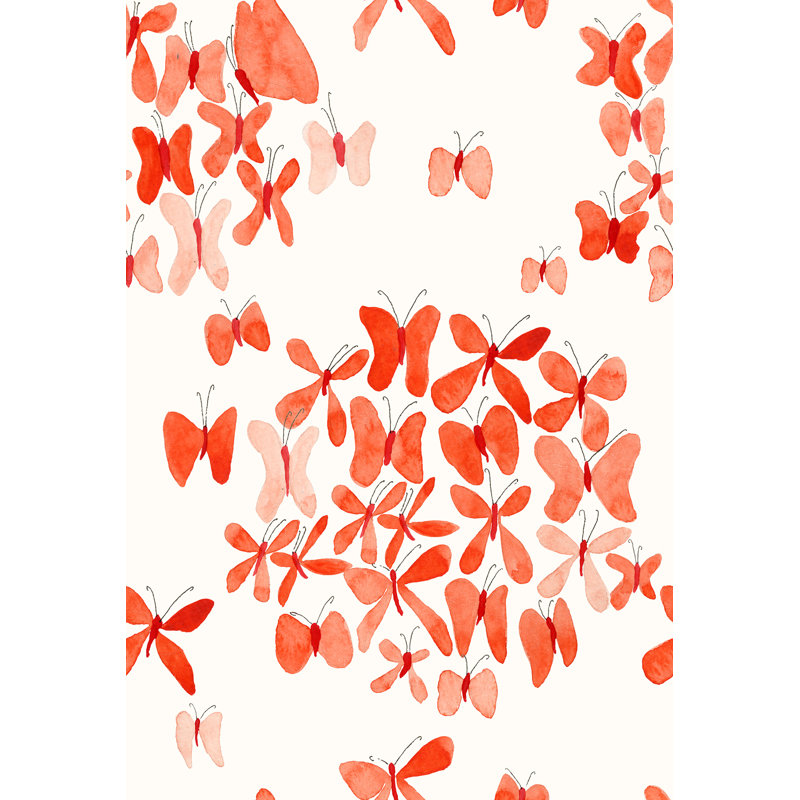 Susan Hable Geometric Wallpaper Double Roll by Susan Hable, Red