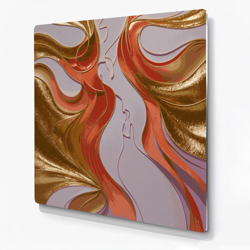 Abstract Figurative 37 Beige Metal Wall Art, 12" H x 12" W