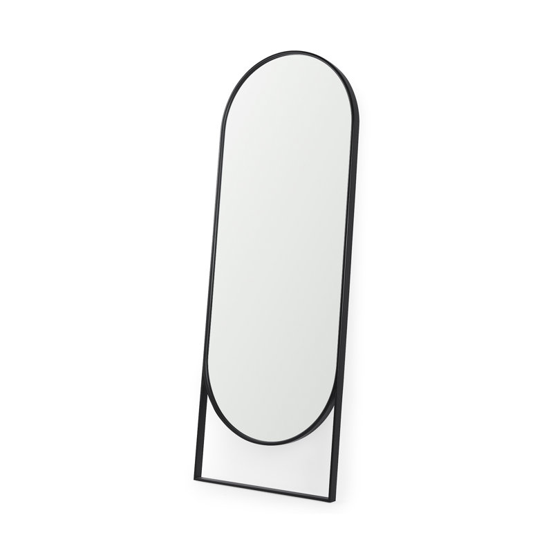 Alsen Solid Wood Rectangle Floor Mirror, Black