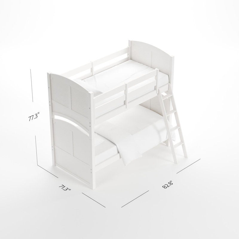 Neopolitan Louvered Panel Bunk Bed Twin over Twin Creamy White, Creamy White