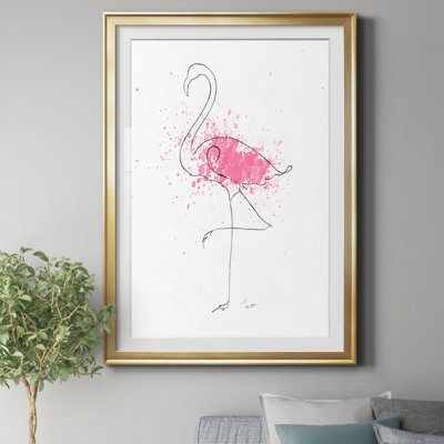 Flamingo Splash II - reproduction de photo encadrée sur papier