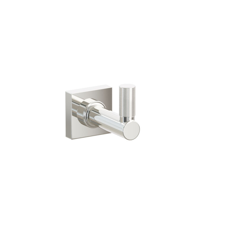 Emtek Select Single Hook w/ Small Square Rosette, Round Stem & Knurled Tip, Polished Nickel
