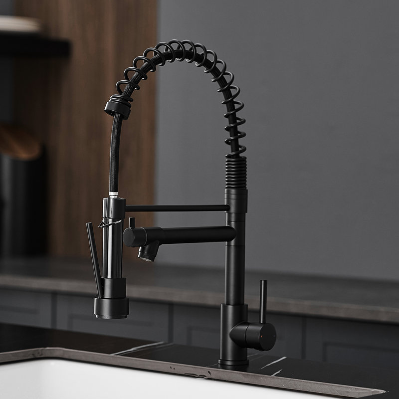 Commercial Stainless Steel Kitchen Faucet, Pull Down , Black, Single Handle, Finish Superior Quality