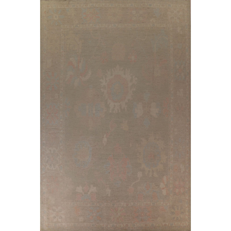 Tapis turc Oushak à motif végétal fabriqué à la main 12 x 15