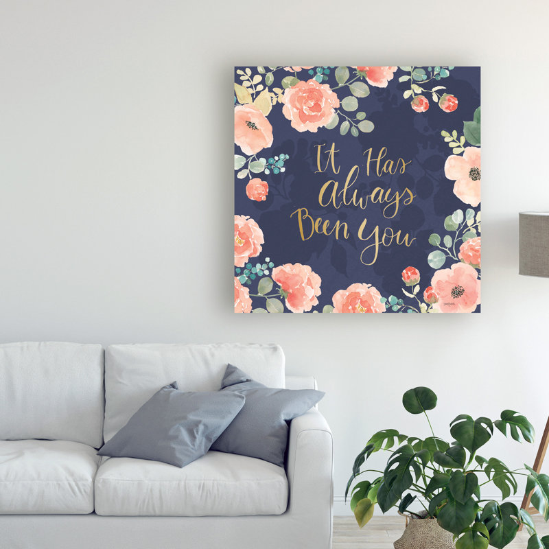 « fleuriing prospérité v blue », art textuel sur toile tendue, H 14 po x l 14 po x P 2 po