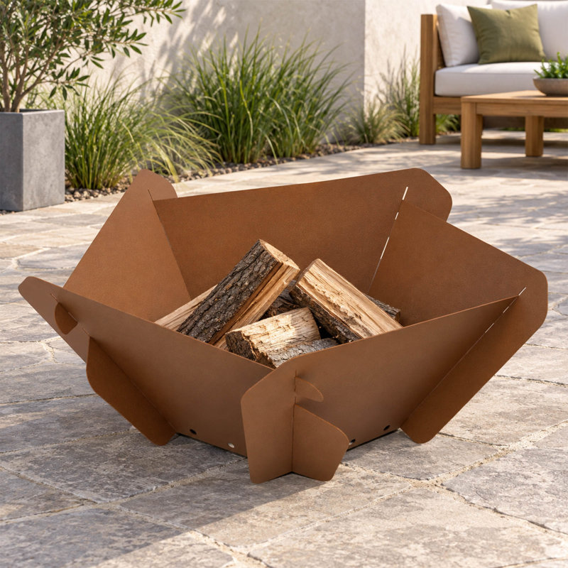 Anneau de foyer en acier Corten de 68,5 cm (27 pouces), anneau de feu de camp portatif à bois