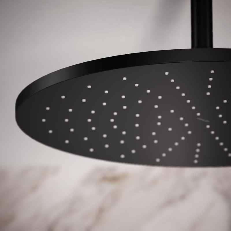 Contemporain 14 po Tête de douche ronde à fonction unique 2,5 gallons par minute, Noir mat