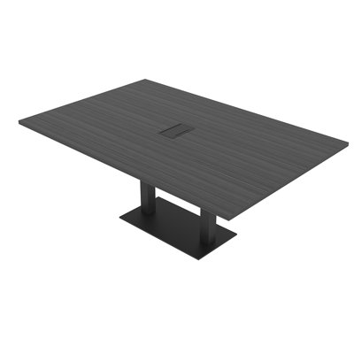 Rectangle Conference Table with Double Metal Post Base | Electrical Unit by Inbox Zero