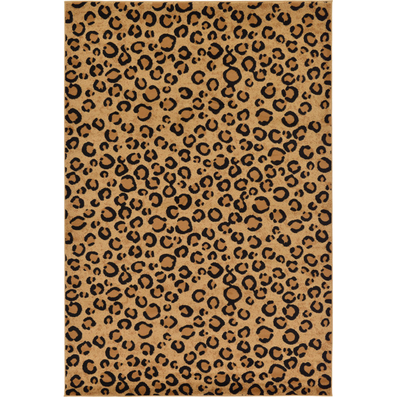 Tapis brun clair à imprimé animal Testerman, Rectangle 6 pi 1 po x 9 pi