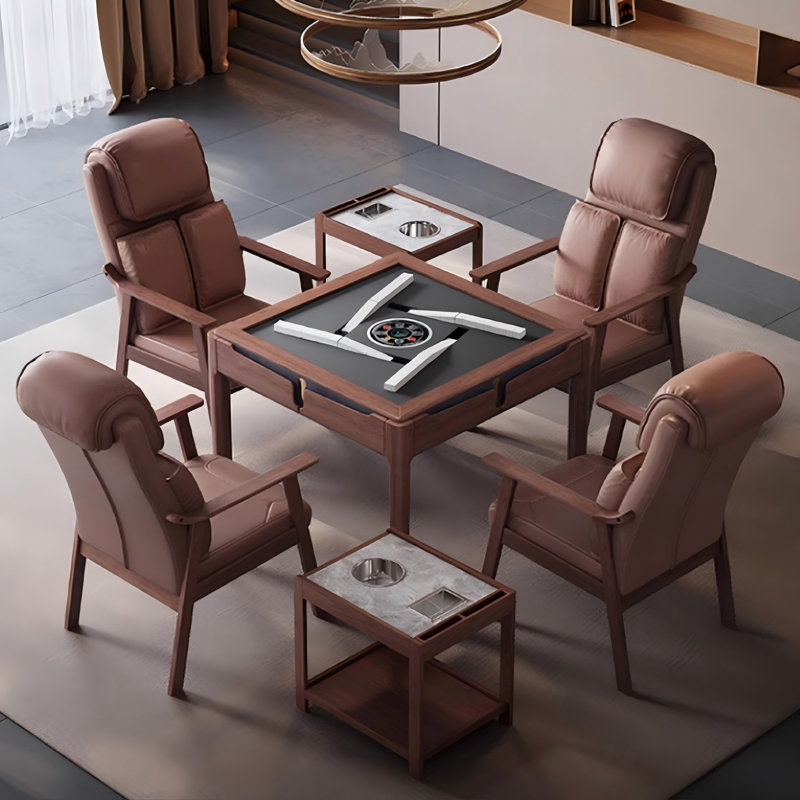 Table carrée automatique haut de gamme en bois massif Mahjong