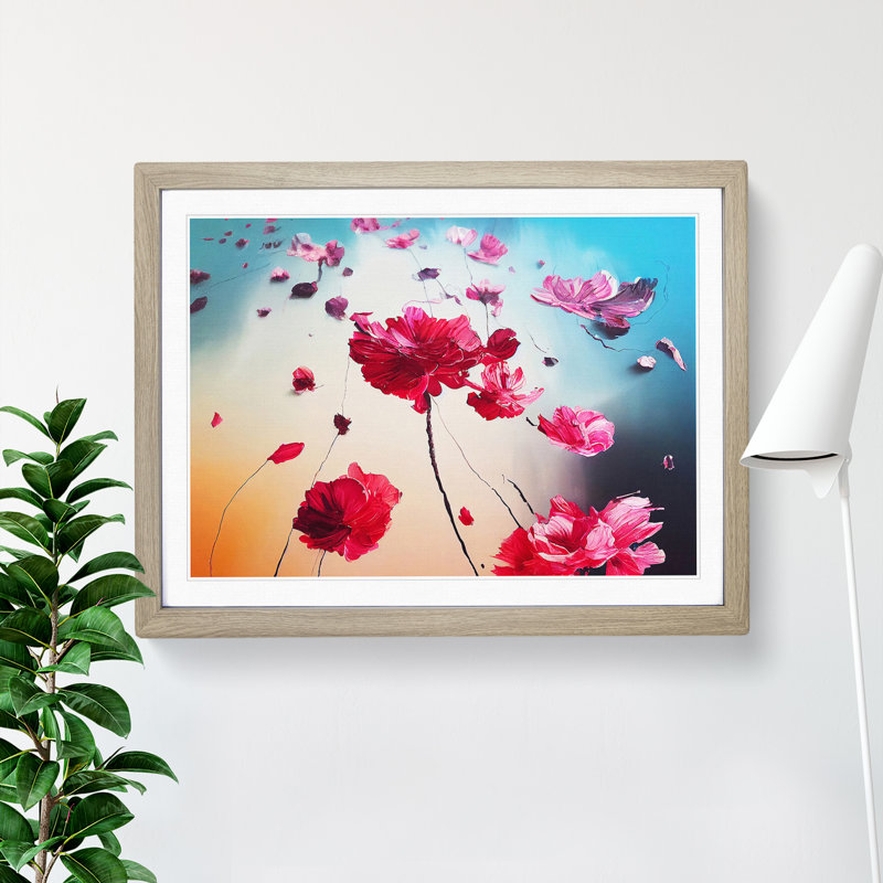 Ethereal Modern Flowers - Framed Print, 25cm H x 34cm W x 2cm D, Oak
