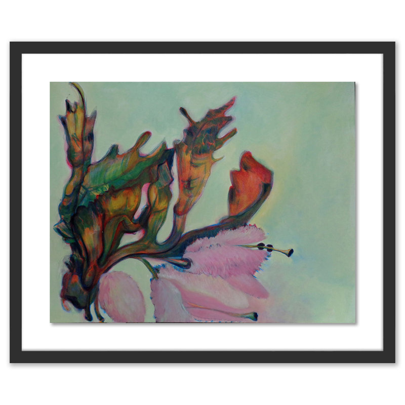Untitled Floral II Painting by Amy Bautz, 20" H x 24" W x 1.5" D, Black