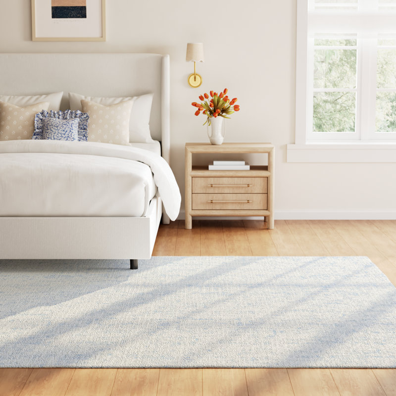 Fredi Abstract Hand Tufted Wool/Cotton Area Rug in Light Blue/Ivory, Rectangle 8' x 10'