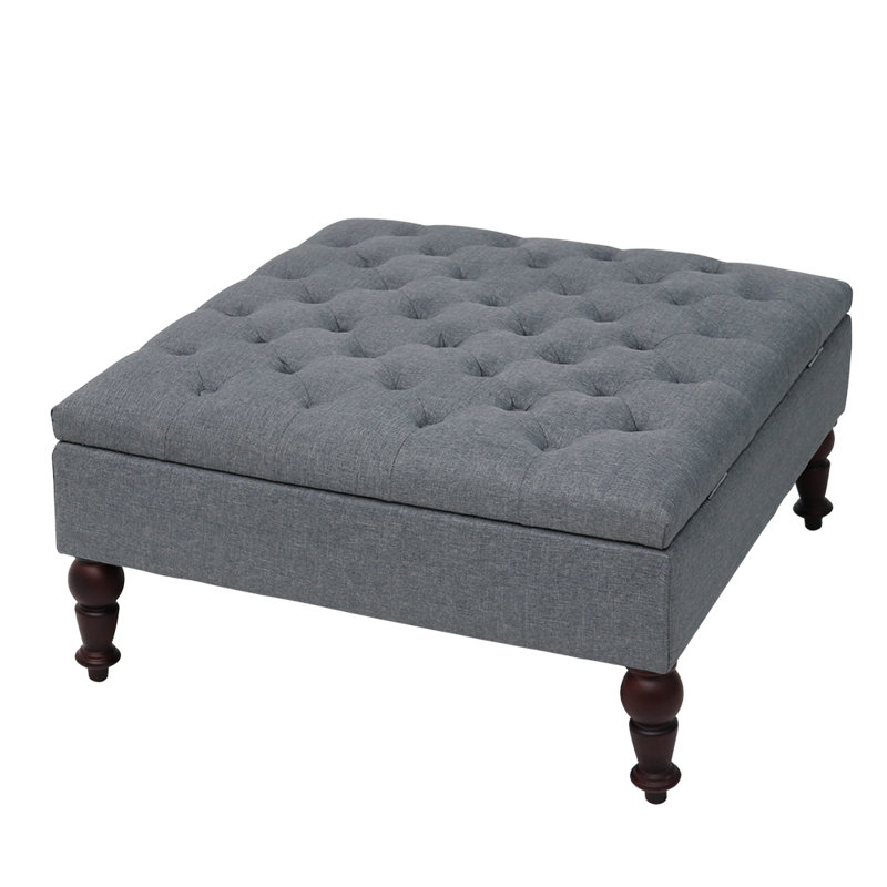 Mirfield Upholstered Ottoman, Grey Polyester