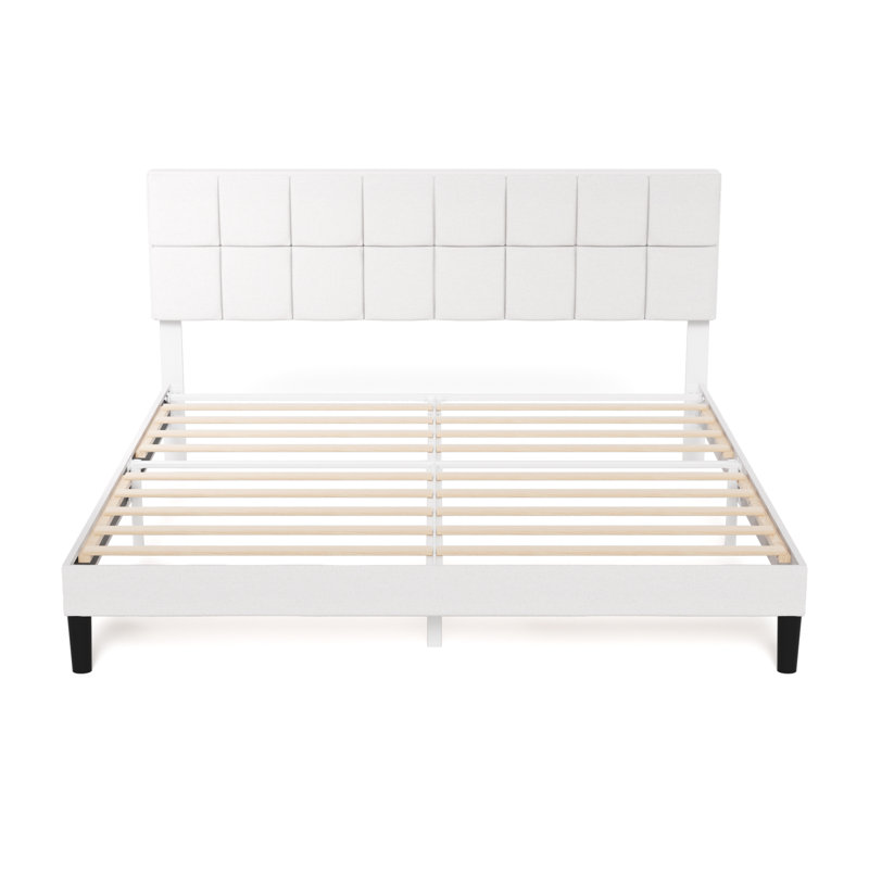 Lit plateforme tapissier Suhavi, Très grand, Off White