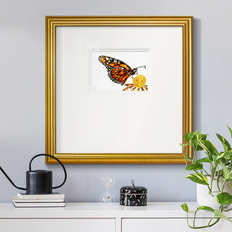 " Wings I ", 17" H x 17" W, Gold Framed Paper