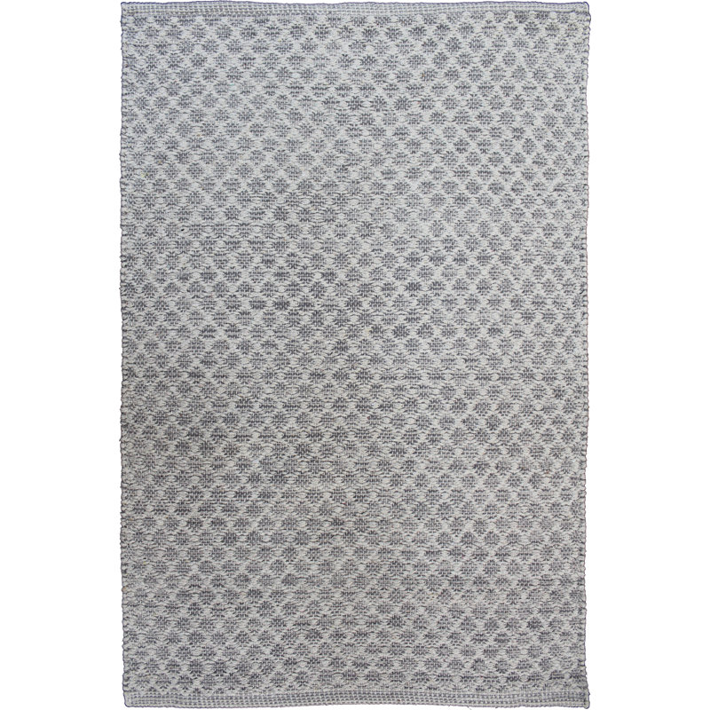 Tapis décoratif en coton gris à motif géométrique fabriqué à la main Furiani, Rectangle de 6 pi 6 po x 9 pi 2 po