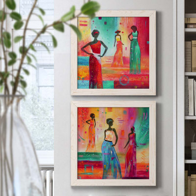 Strikse A Pose I - Ensemble de 2 peintures sur toile encadrées