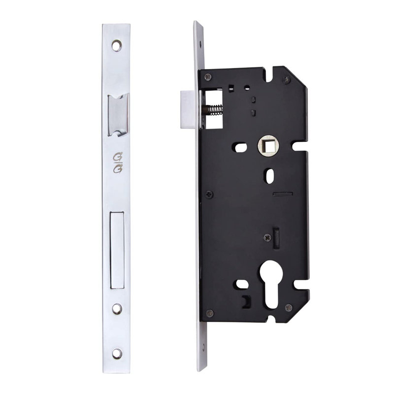 Golden Grace Cadenza Design Bathroom Door Handles in Polished Chrome Finish with 64mm Bathroom Lock Set