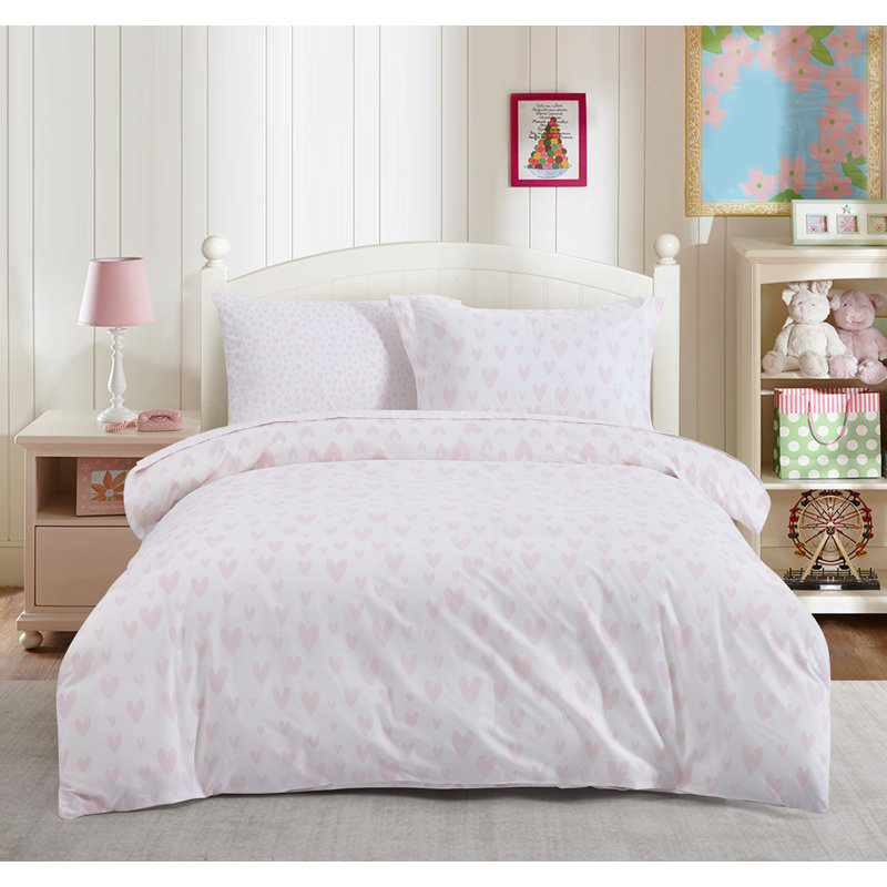 Ensemble de housse de couette à imprimé de coton biologique, Couette simple + 1 taie décorative simple