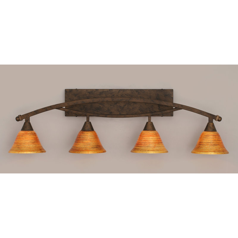 Barre d'éclairage de salle de bain 4 lumières avec verre Firré Saturn de 7 po Eisenhauer, Bronze