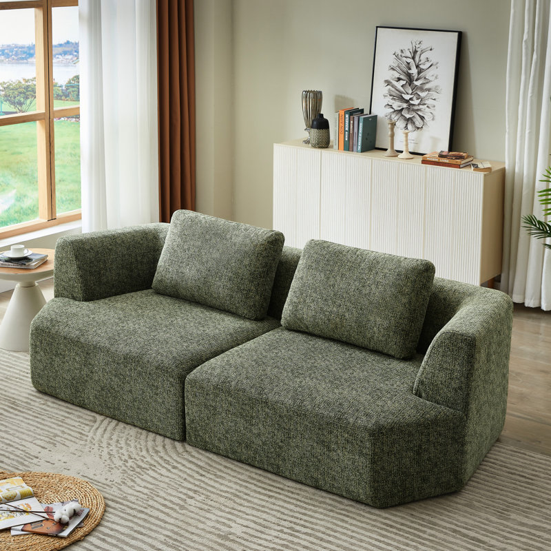Canapé compressé surdimensionné à 3 places avec tissu chenille, sans assemblage, peu encombrant pour le salon, l’appartement
