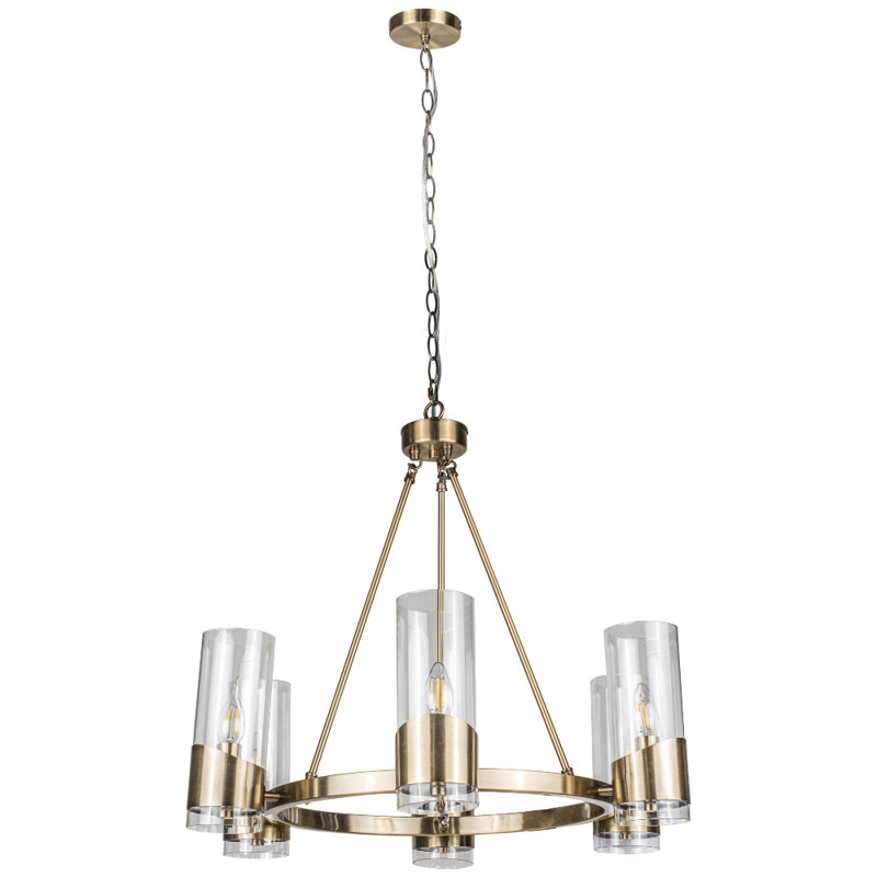 Mulry 6 - Light Waggon Wheel Pendant, Antique Brass