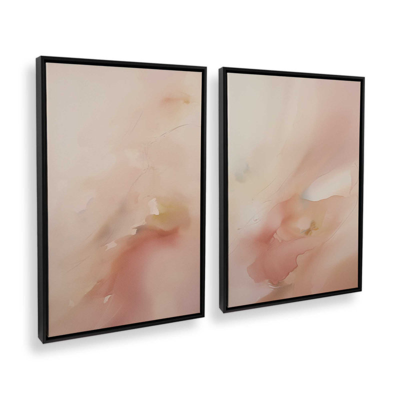 «Pastel Paradise Delight», ensemble de 2 toiles encadrées, Cadre flottant noir satiné, H 18,75 po x l 25,5 po x P 1,75 po