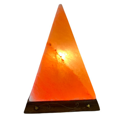 Lampe de sel rose de l'Himalaya - pyramide, lampes de sel rose de l'Himalaya fabriquées individuellement à la main, lueur ambre, base en bois, fil certifié, avec gradateur et ampoule supplémentaire.
