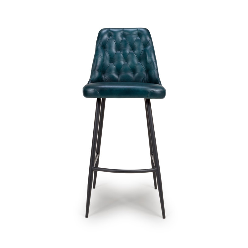 Ronja Upholstered Counter Stool with Metal Frame, Blue