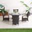 Ensemble repas pour 4 personnes en osier avec table ronde, coussins inclus-990541915