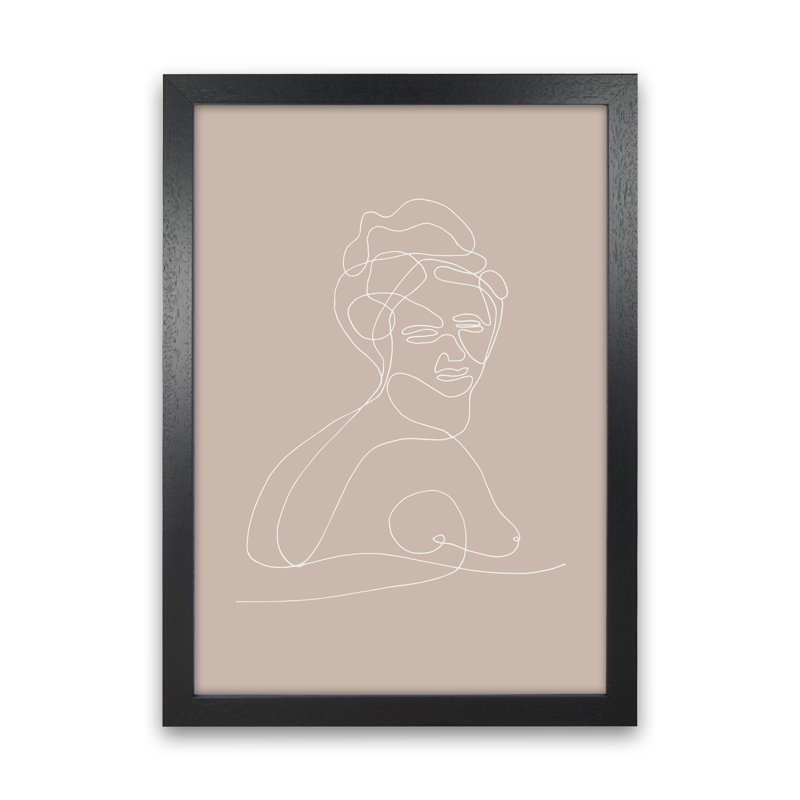 Line Bust Female Statue 1 Piece Wall Art, 63.4cm H x 46cm W x 3cm D, Black Frame