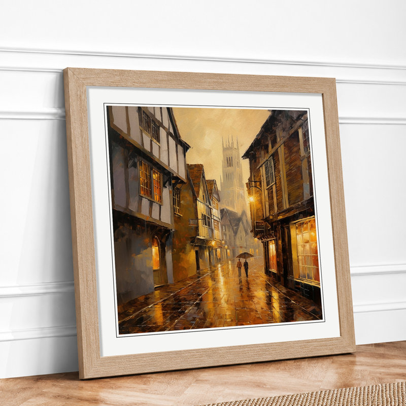 City Of Canterbury Impressionism - Framed Print, Oak