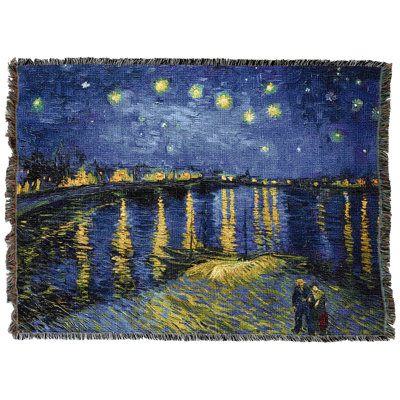 Pure Country Weavers Starry Night Over the Rhone Van Gogh Large Tapestry Throw Woven from Cotton (72x54)