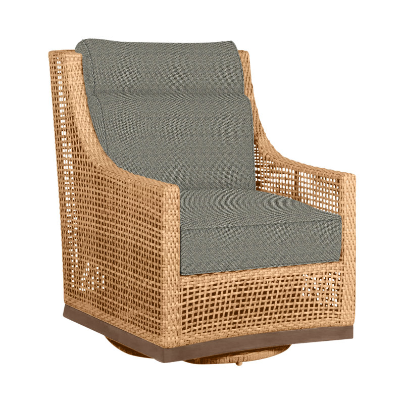 Péninsule pivotante en raphia clair / bois de santal, Welt + bourre standard, Écorce Intermix
